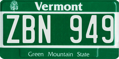 VT license plate ZBN949