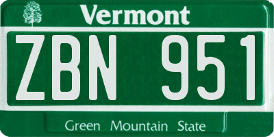 VT license plate ZBN951