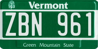 VT license plate ZBN961