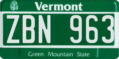 VT license plate ZBN963