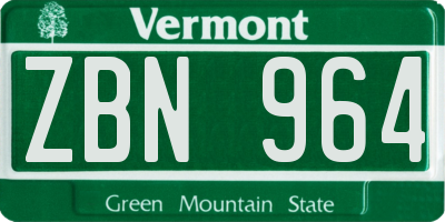 VT license plate ZBN964