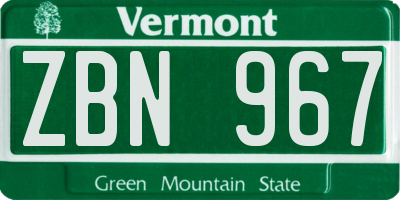 VT license plate ZBN967