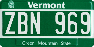 VT license plate ZBN969