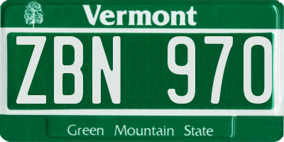 VT license plate ZBN970