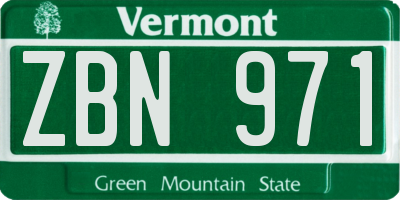 VT license plate ZBN971