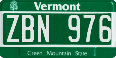 VT license plate ZBN976