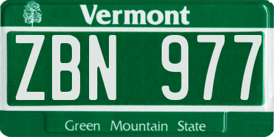 VT license plate ZBN977