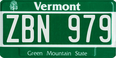 VT license plate ZBN979
