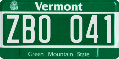 VT license plate ZBO041