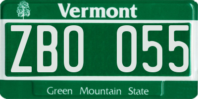 VT license plate ZBO055