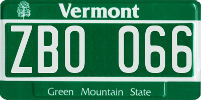 VT license plate ZBO066
