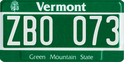 VT license plate ZBO073