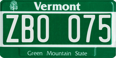 VT license plate ZBO075