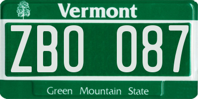 VT license plate ZBO087