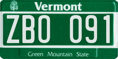 VT license plate ZBO091