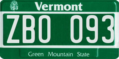 VT license plate ZBO093