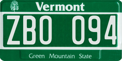 VT license plate ZBO094