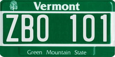 VT license plate ZBO101