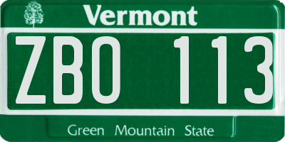 VT license plate ZBO113