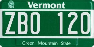 VT license plate ZBO120
