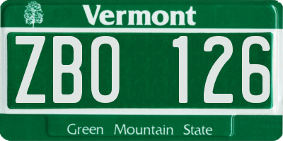 VT license plate ZBO126