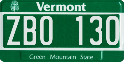 VT license plate ZBO130