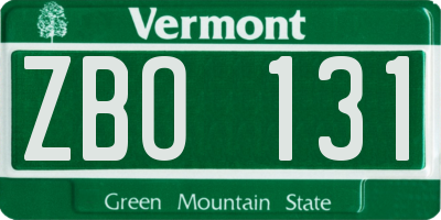 VT license plate ZBO131