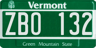 VT license plate ZBO132