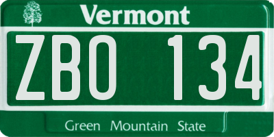 VT license plate ZBO134