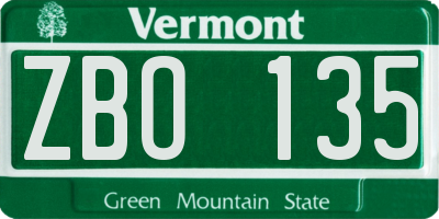 VT license plate ZBO135
