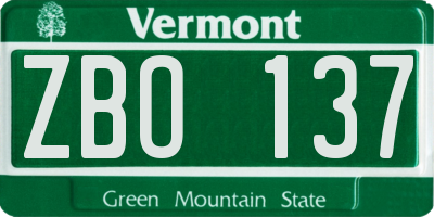 VT license plate ZBO137