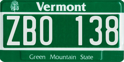 VT license plate ZBO138