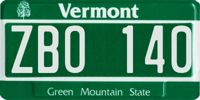 VT license plate ZBO140