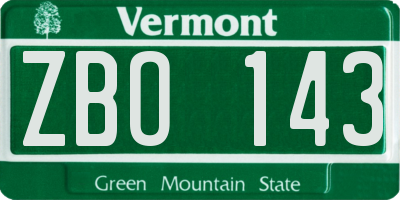VT license plate ZBO143