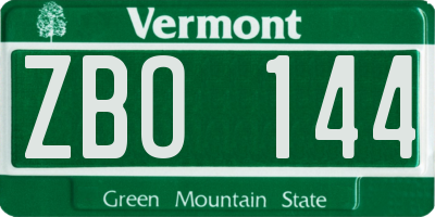 VT license plate ZBO144