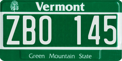 VT license plate ZBO145