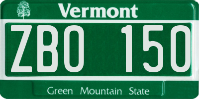 VT license plate ZBO150
