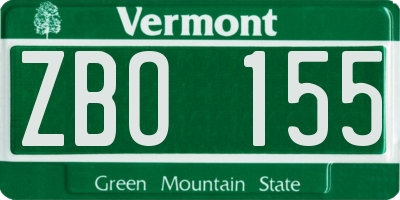 VT license plate ZBO155