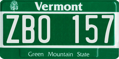 VT license plate ZBO157