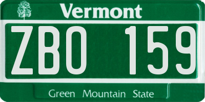 VT license plate ZBO159