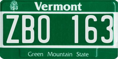 VT license plate ZBO163