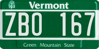 VT license plate ZBO167