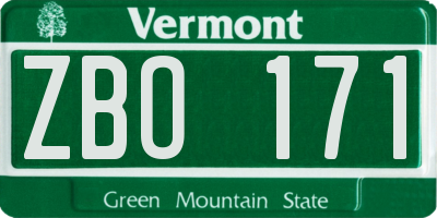 VT license plate ZBO171