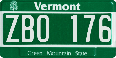 VT license plate ZBO176