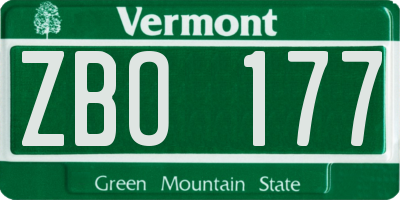 VT license plate ZBO177