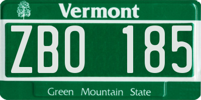 VT license plate ZBO185