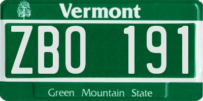 VT license plate ZBO191