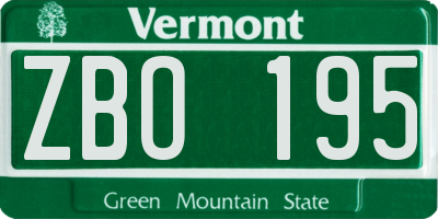 VT license plate ZBO195