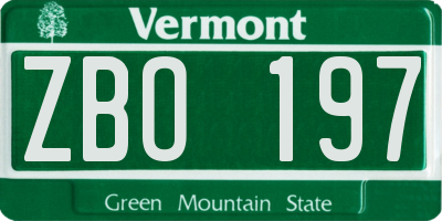 VT license plate ZBO197