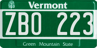 VT license plate ZBO223
